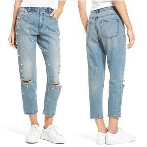 Tinsel Distressed Pearl Boyfriend Jeans